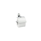 Toiletrolhouder Lucido roestvrijstaal 18/10 hoogglans zilver, met klep en wandbevestiging – 14,5 x 15,5 cm