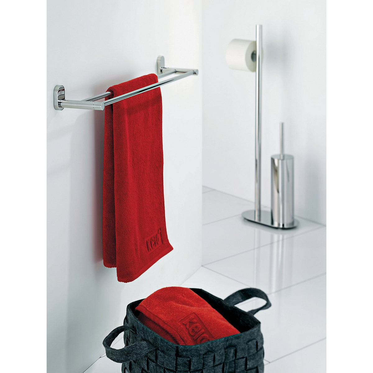 Handdoekrek roestvrij staal Lucido zilver hoogglans 75 x 6 x 8 cm voor de badkamer