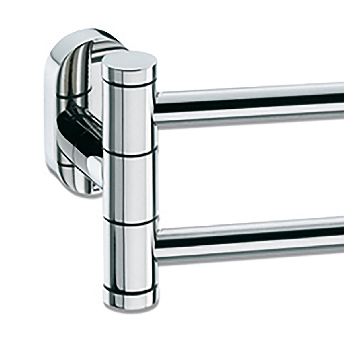 Handdoekrek dubbel roestvrij staal Lucido zilver 43 cm, verstelbare armen, zonder boren te monteren voor badkamer