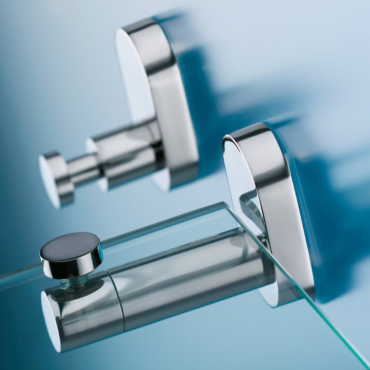 Handdoekrek dubbel roestvrij staal Lucido zilver 43 cm, verstelbare armen, zonder boren te monteren voor badkamer