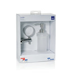 Zeepdispenser wandmodel roestvrij staal en glas Lucido, zilverkleurig, 250 ml, voor badkamer