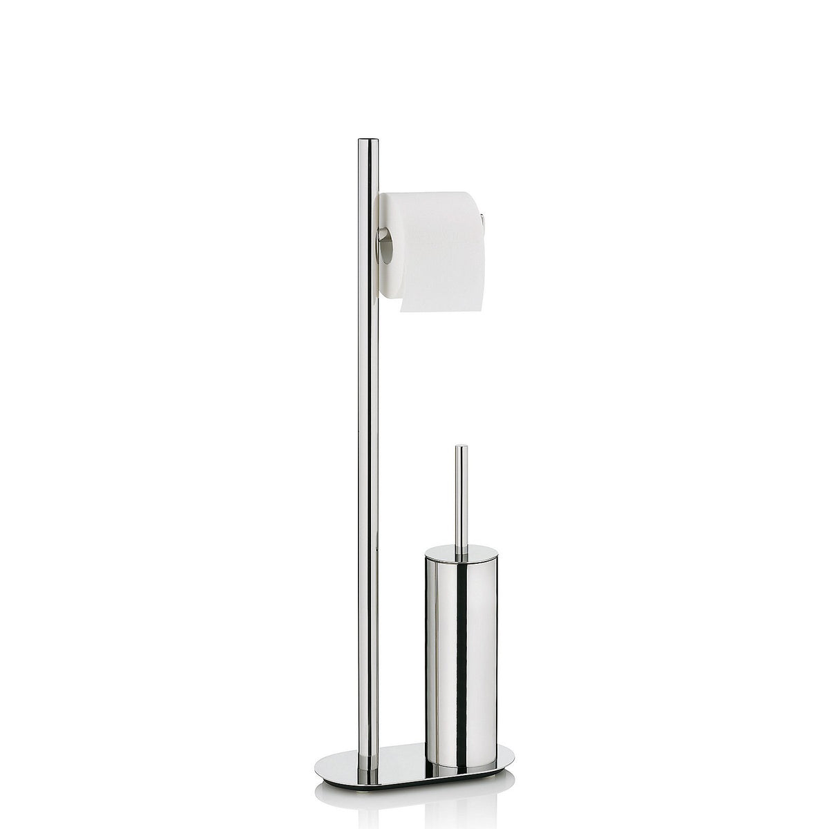 Toiletset toiletborstel en toiletrolhouder vrijstaand roestvrij staal Lucido zilver 76,5 cm voor de badkamer