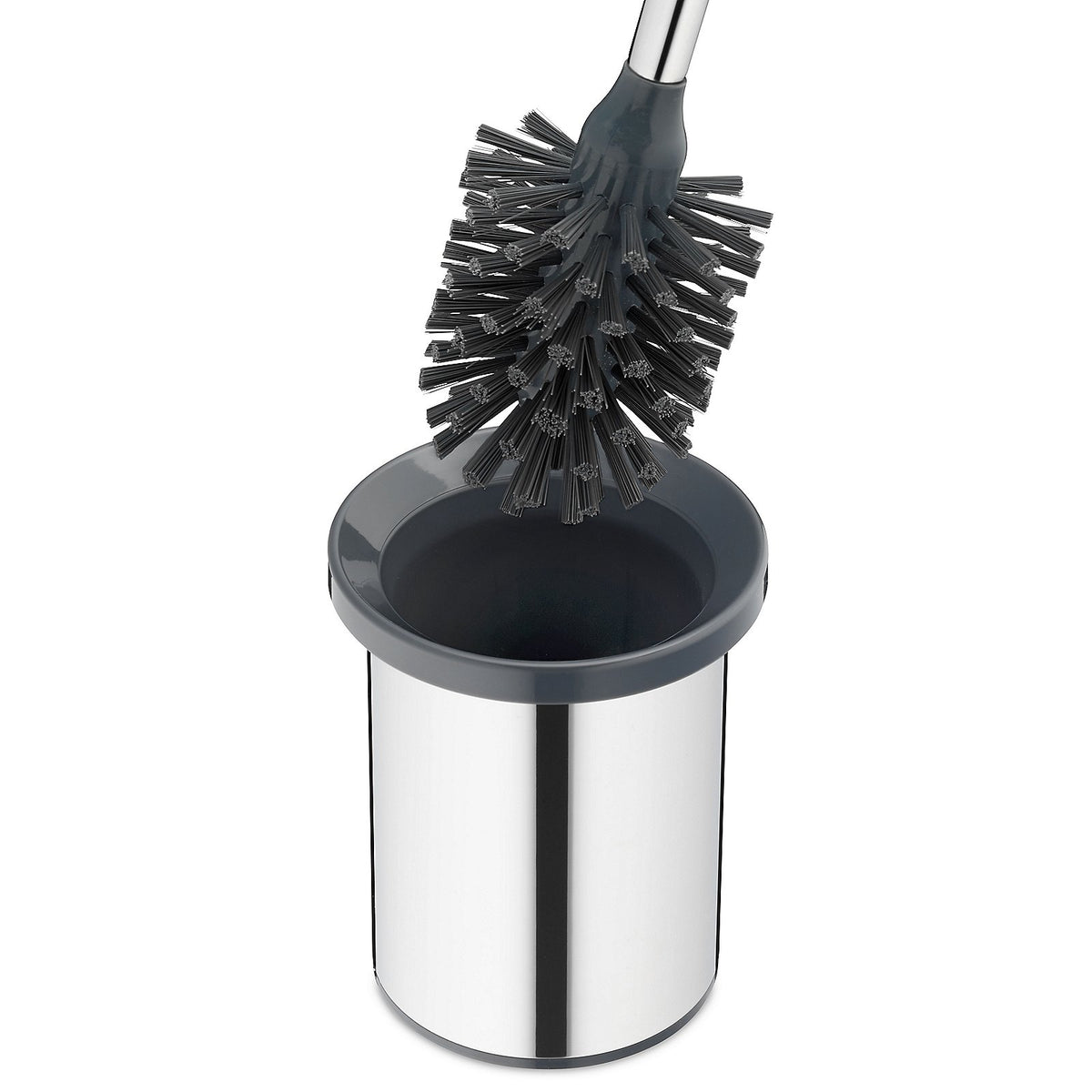 Toiletborstel roestvrij staal Alor glanzend met zwarte kunststof binnenbeker, vrijstaand, hoogte 45 cm