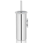 Hoge glanzende RVS toiletborstelhouder met wandbevestiging en toiletborstel met lichtgrijze rand