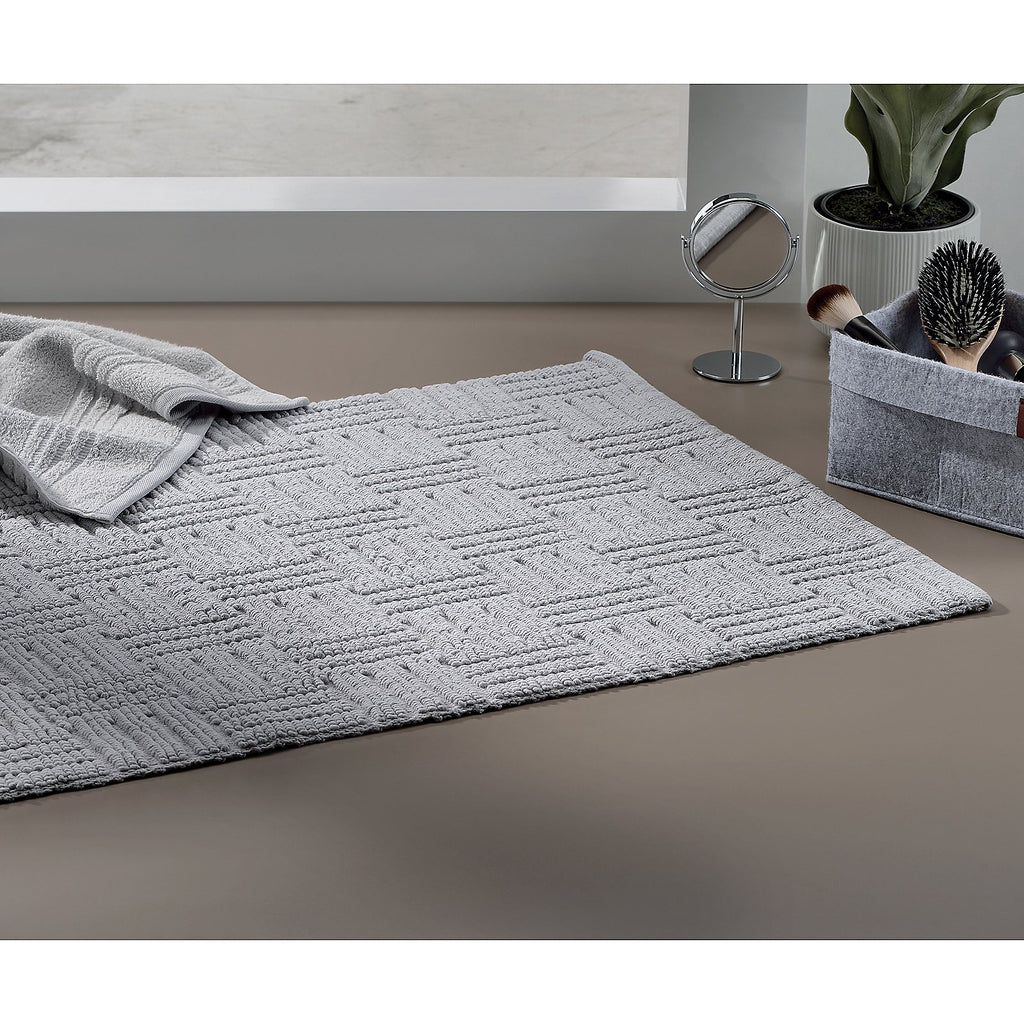 Badmat katoen Leana wit 100 x 60 cm, antislip en geschikt voor vloerverwarming