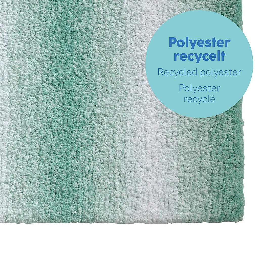 Badmat gerecycled polyester ombre groen 120 x 70 cm, antislip voor badkamer