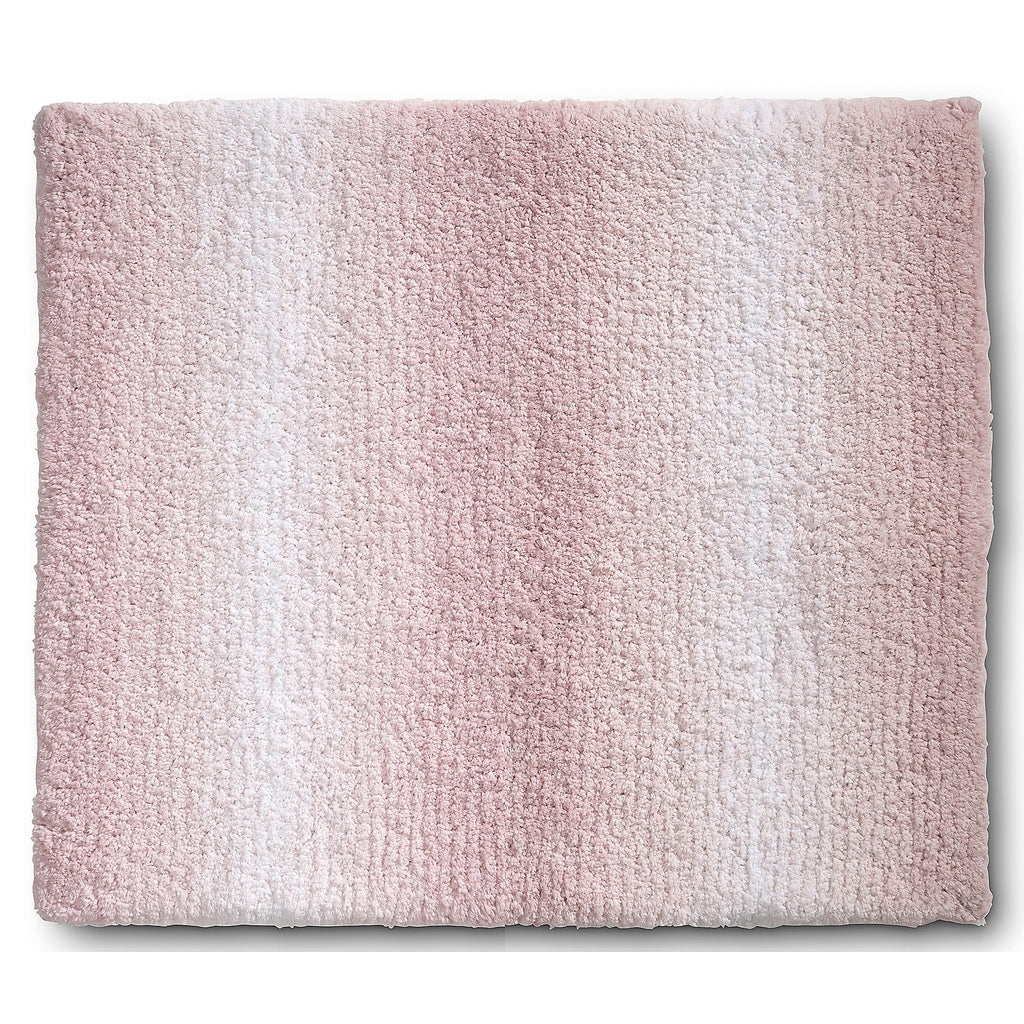 Rechthoekige oudroze badmat met ombre-effect, een kleurverloop van roze naar wit in verticale banen