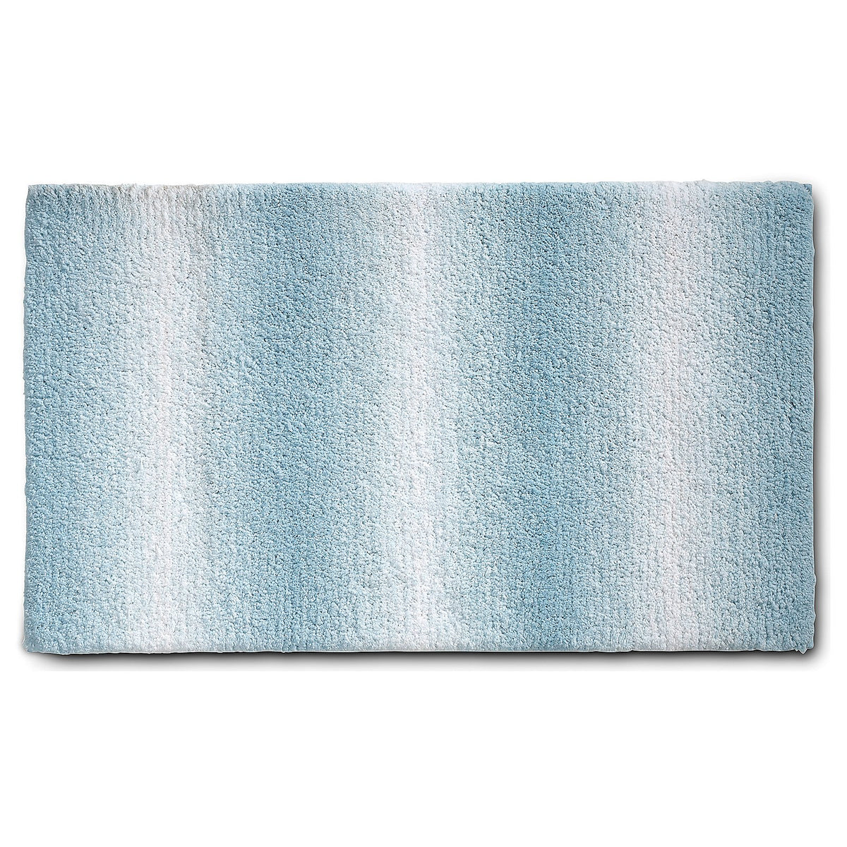Rechthoekige badmat met hoge pool in lichtblauw met wit ombre-kleurverloop