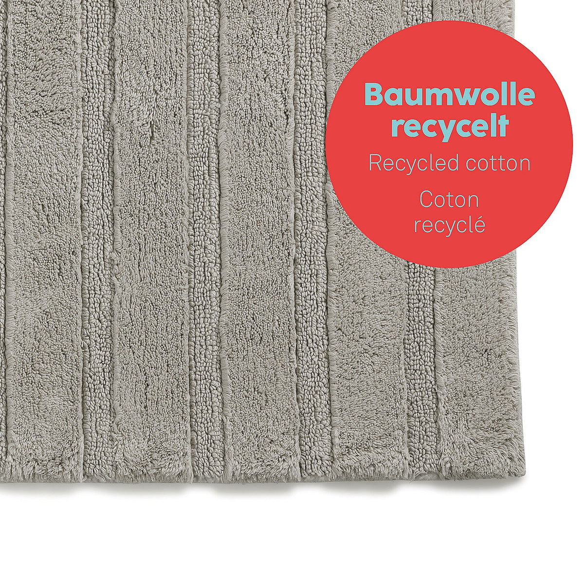 Badmat Megan zilvergrijs 100 x 60 cm, antislip onderkant en zachte pool van 16 mm