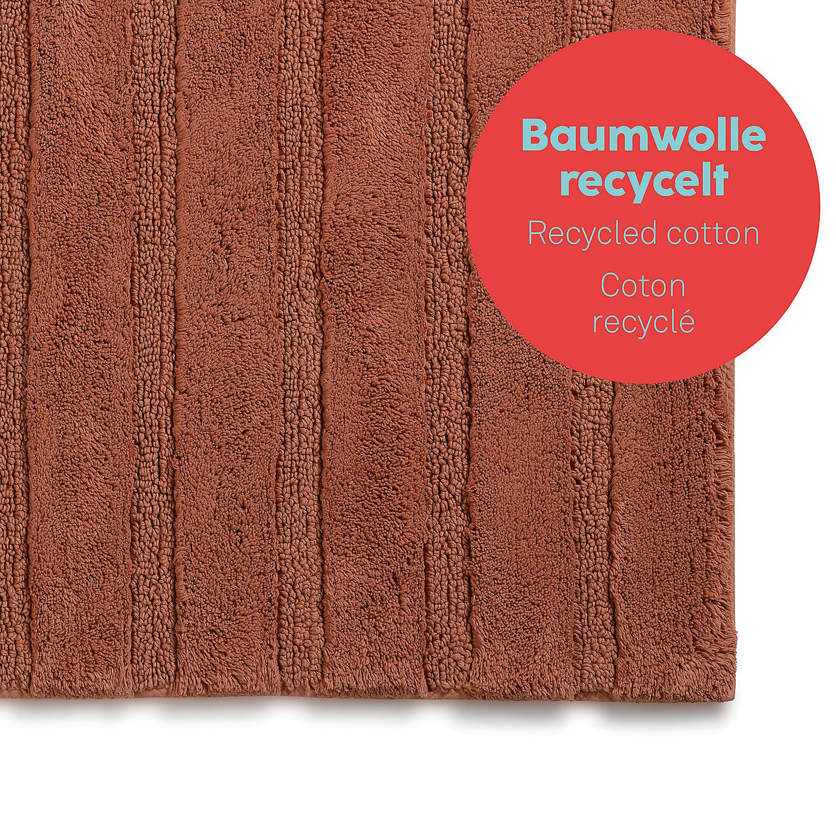 Badmat Megan terra 120 x 70 cm, zacht met antislip onderkant voor de badkamer