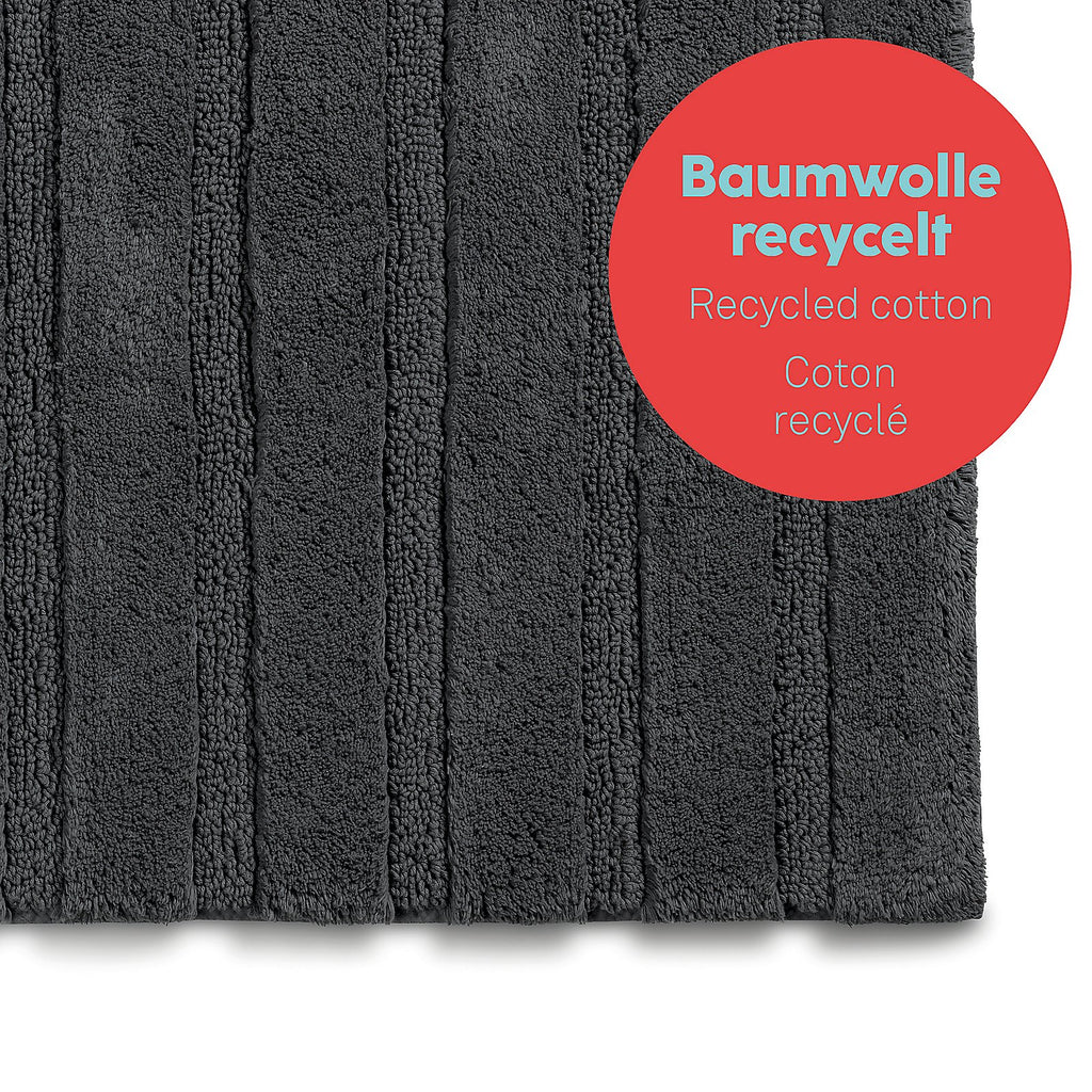 Badmat Megan granietgrijs 80 x 50 cm, zacht met antislip-onderzijde voor de badkamer
