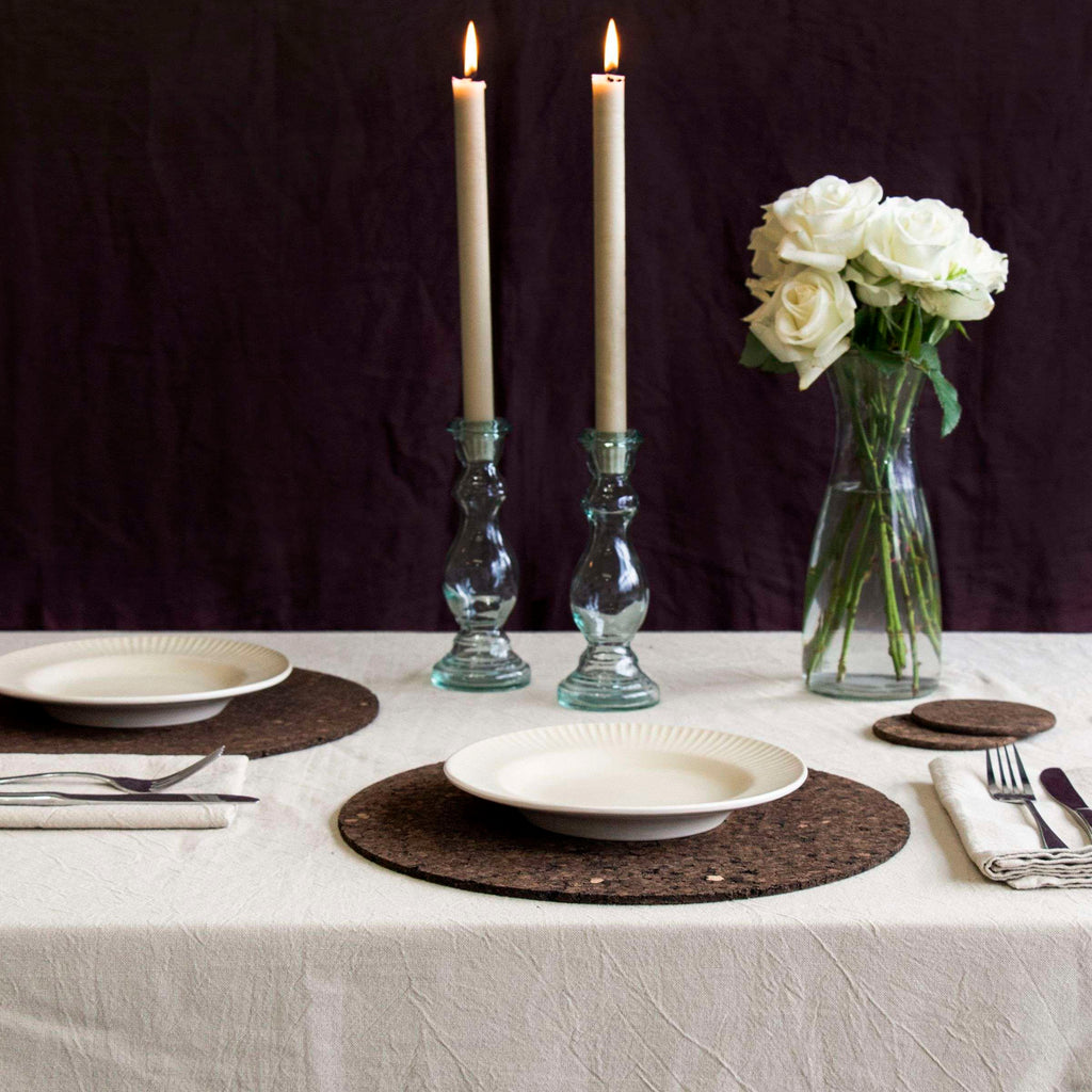 Placemats kurk gerookt donkerbruin Ø 32 cm, set van 2 voor de eettafel