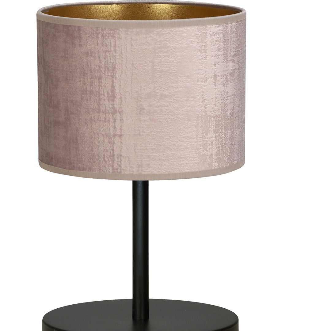 Tafellamp staal Hilde roze met zwarte voet, Ø 20 x 34 cm, voor slaapkamer en woonkamer