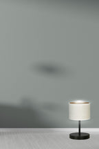 Tafellamp Hilde gepoedercoat staal en stof, minimalistisch, zwart met witte kap Ø 20 cm, voor woonkamer en slaapkamer