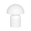 Witte tafellamp met paddenstoelvorm, afgeronde kap en cilindrische voet in matte afwerking