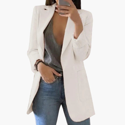Damen Blazer Lang Geschnitten Elegant Business Freizeit Modern