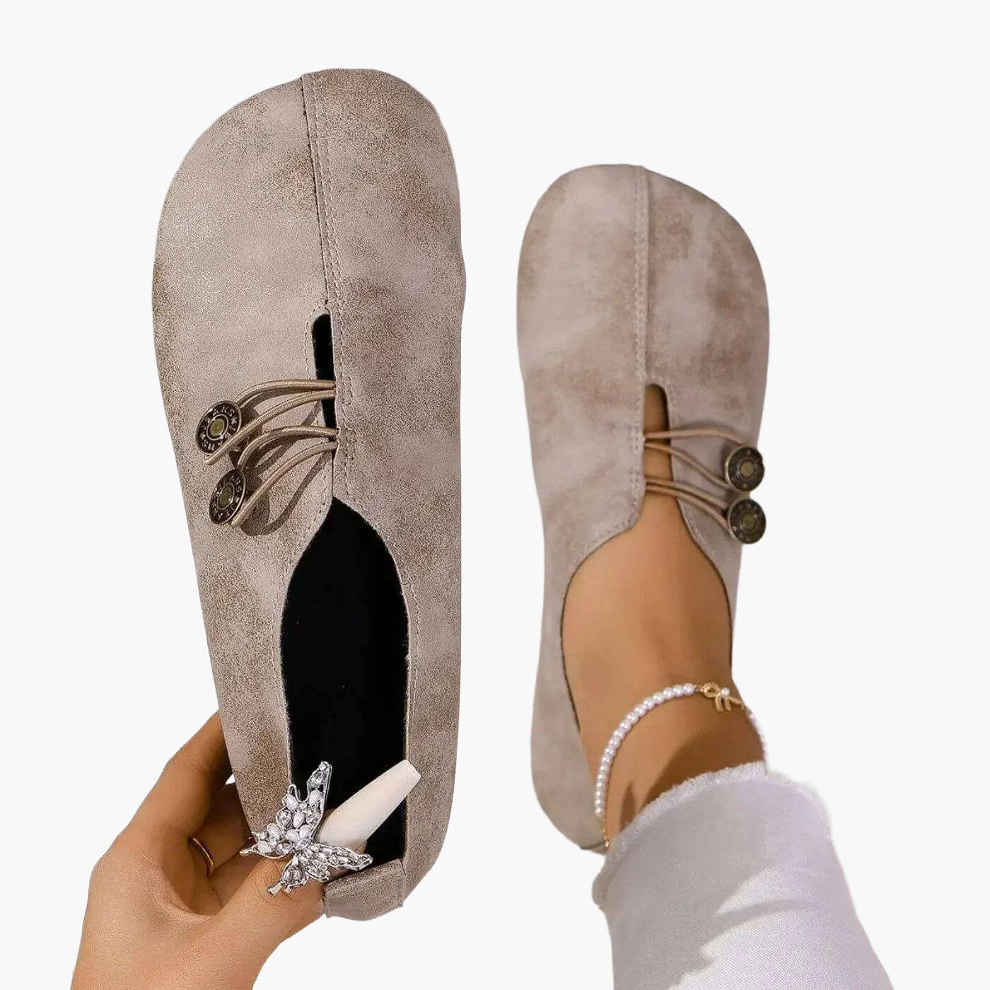 Women's Orthopedic Slip-On Shoes with Button Closure – Comfortable Everyday Shoes for Leisure and Travel