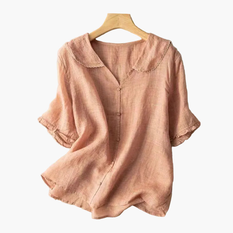 Damen Vintage-Bluse mit Bubikragen – Lockerer Alltagsstil für Freizeit & Büro