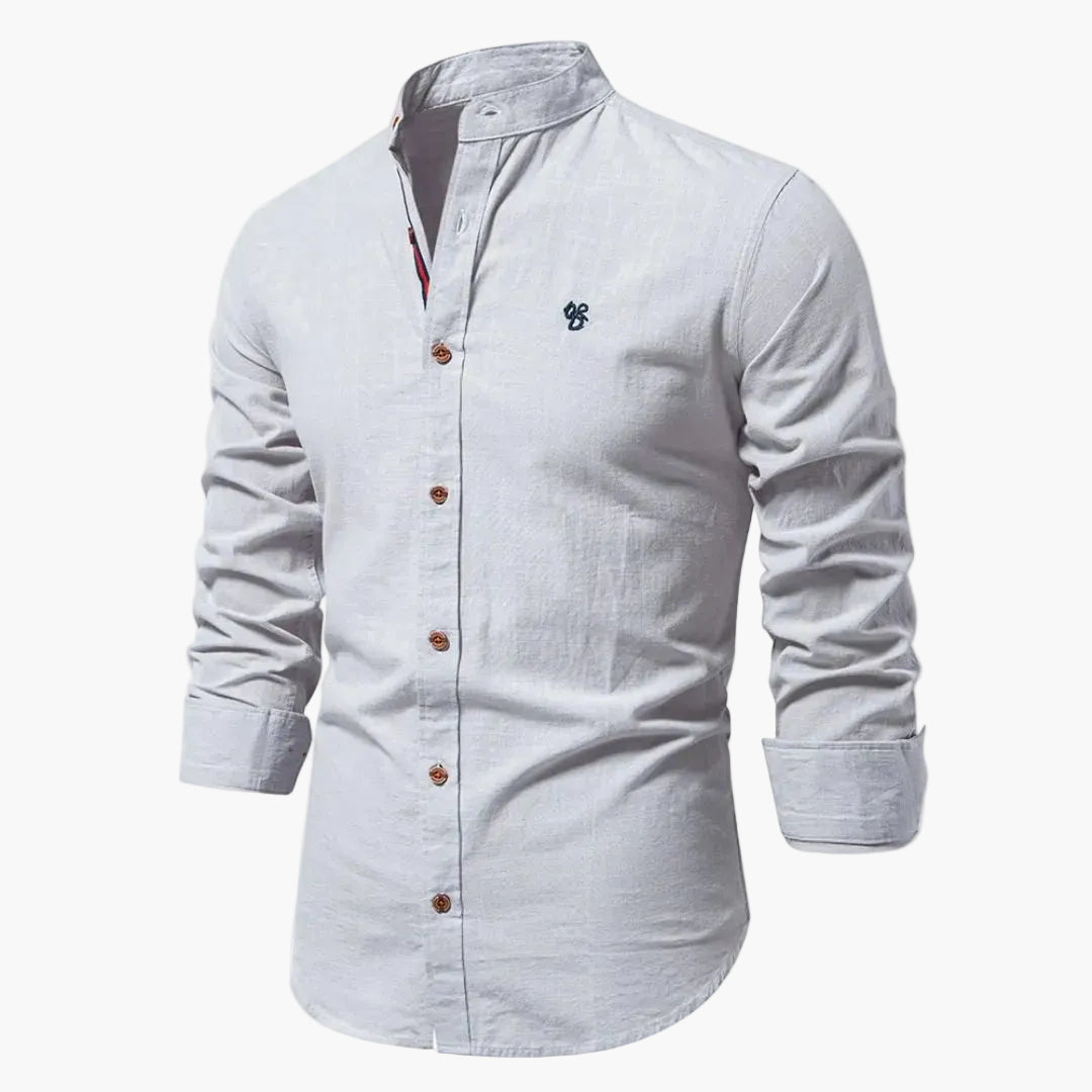 Men's Stand-Up Collar Shirt Modern Regular Fit – Stylish Casual and Business Shirt