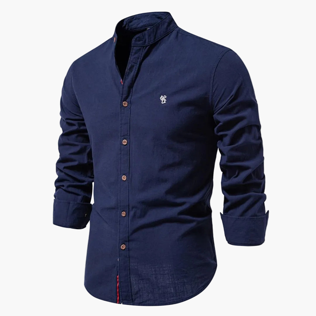 Men's Stand-Up Collar Shirt Modern Regular Fit – Stylish Casual and Business Shirt