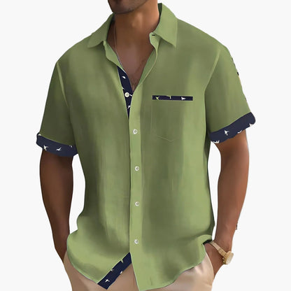 Men's Short-Sleeve Casual Shirt with Contrasting Details – Contemporary Summer Shirt for Everyday Wear and Vacation