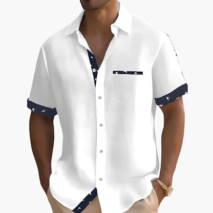 Men's Short-Sleeve Casual Shirt with Contrasting Details – Contemporary Summer Shirt for Everyday Wear and Vacation