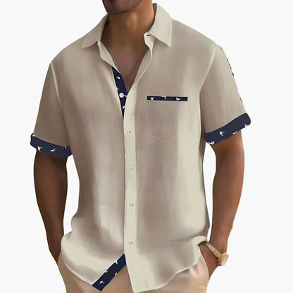 Men's Short-Sleeve Casual Shirt with Contrasting Details – Contemporary Summer Shirt for Everyday Wear and Vacation