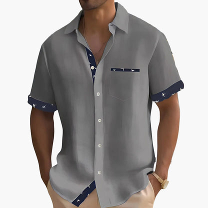 Men's Short-Sleeve Casual Shirt with Contrasting Details – Contemporary Summer Shirt for Everyday Wear and Vacation
