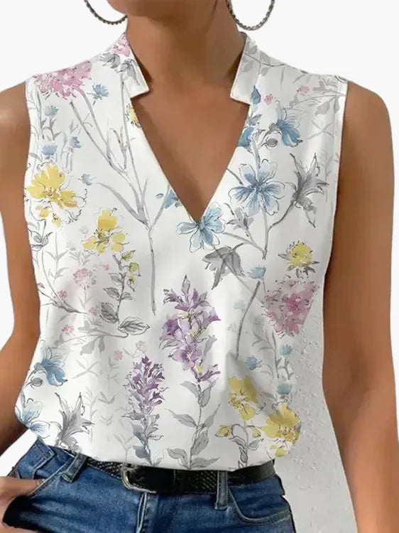 Damen Ärmeloses Wickelblusenshirt mit V-Ausschnitt – Eleganter Sommer-Style für Freizeit und Büro