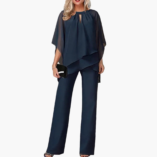 Damen Elegantes Zweiteiler-Set für festliche Anlässe – Bluse und weite Hose, stilvoll & bequem
