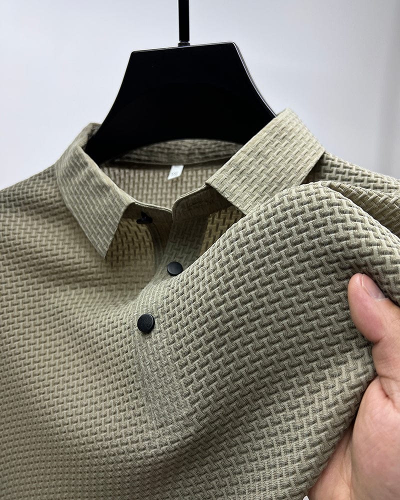 Men's Polo Shirt with Textured Pattern – Modern Casual and Business Polo Shirt