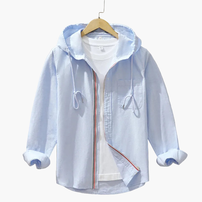 Men's Hooded Shirt Casual Streetwear – Modern Long-Sleeve Shirt with Hood for Everyday and Leisure