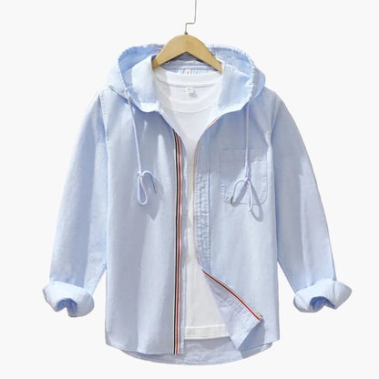 Men's Hooded Shirt Casual Streetwear – Modern Long-Sleeve Shirt with Hood for Everyday and Leisure