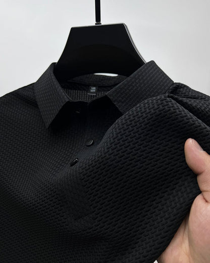 Men's Polo Shirt with Textured Pattern – Modern Casual and Business Polo Shirt