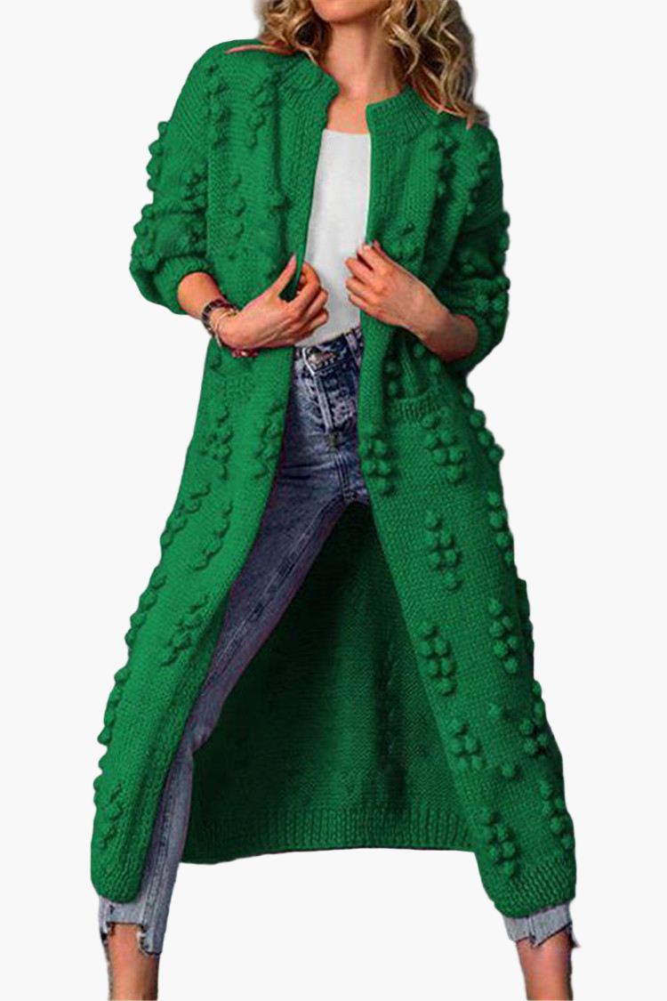 Women's Long Knit Coat – Fashionable Cardigan with 3D Structure for Leisure & Everyday Use