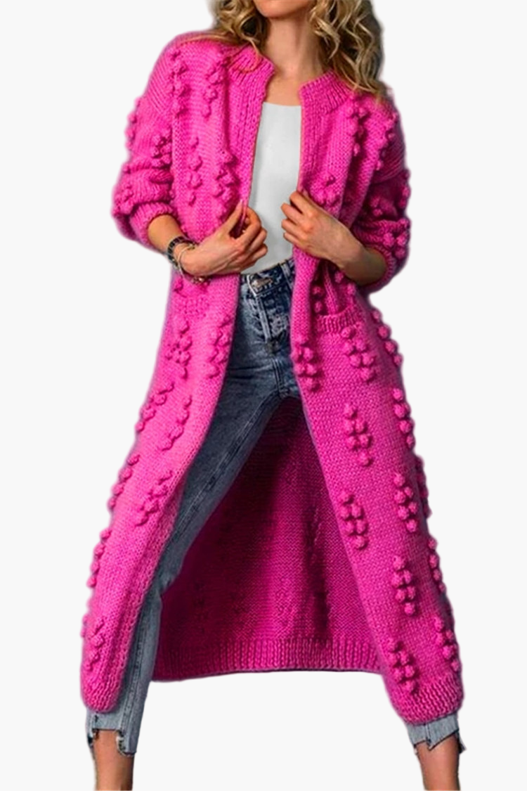 Women's Long Knit Coat – Fashionable Cardigan with 3D Structure for Leisure & Everyday Use