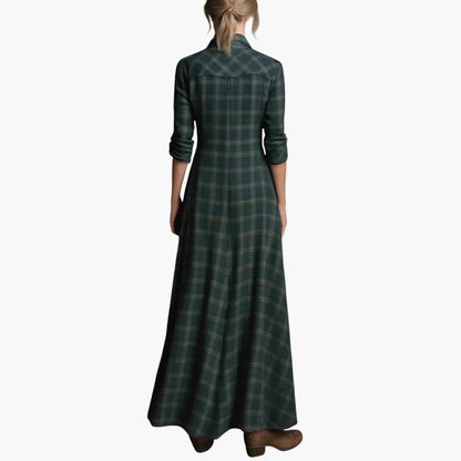 Damen Maxi-Hemdblusenkleid im Karomuster – Lässiger, eleganter Alltagslook
