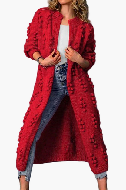 Women's Long Knit Coat – Fashionable Cardigan with 3D Structure for Leisure & Everyday Use