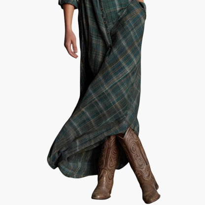 Damen Maxi-Hemdblusenkleid im Karomuster – Lässiger, eleganter Alltagslook