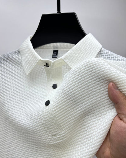 Men's Polo Shirt with Textured Pattern – Modern Casual and Business Polo Shirt