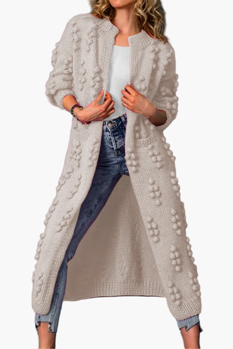 Women's Long Knit Coat – Fashionable Cardigan with 3D Structure for Leisure & Everyday Use