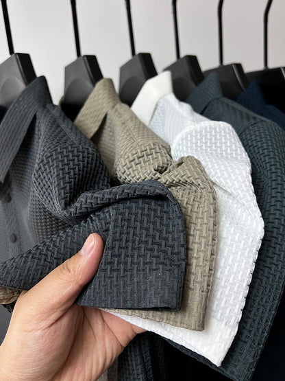 Men's Polo Shirt with Textured Pattern – Modern Casual and Business Polo Shirt