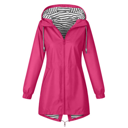 Damen Outdoor Regenjacke mit Kapuze – Wasserdichte Windjacke für Freizeit, Wandern & Alltag