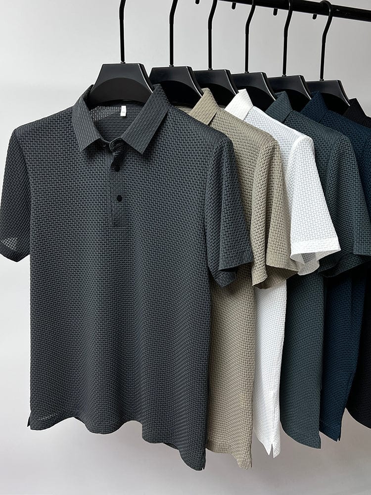 Men's Polo Shirt with Textured Pattern – Modern Casual and Business Polo Shirt