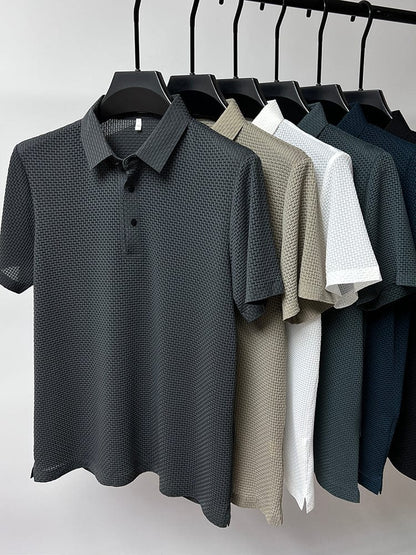 Men's Polo Shirt with Textured Pattern – Modern Casual and Business Polo Shirt