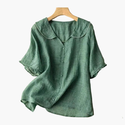 Damen Vintage-Bluse mit Bubikragen – Lockerer Alltagsstil für Freizeit & Büro