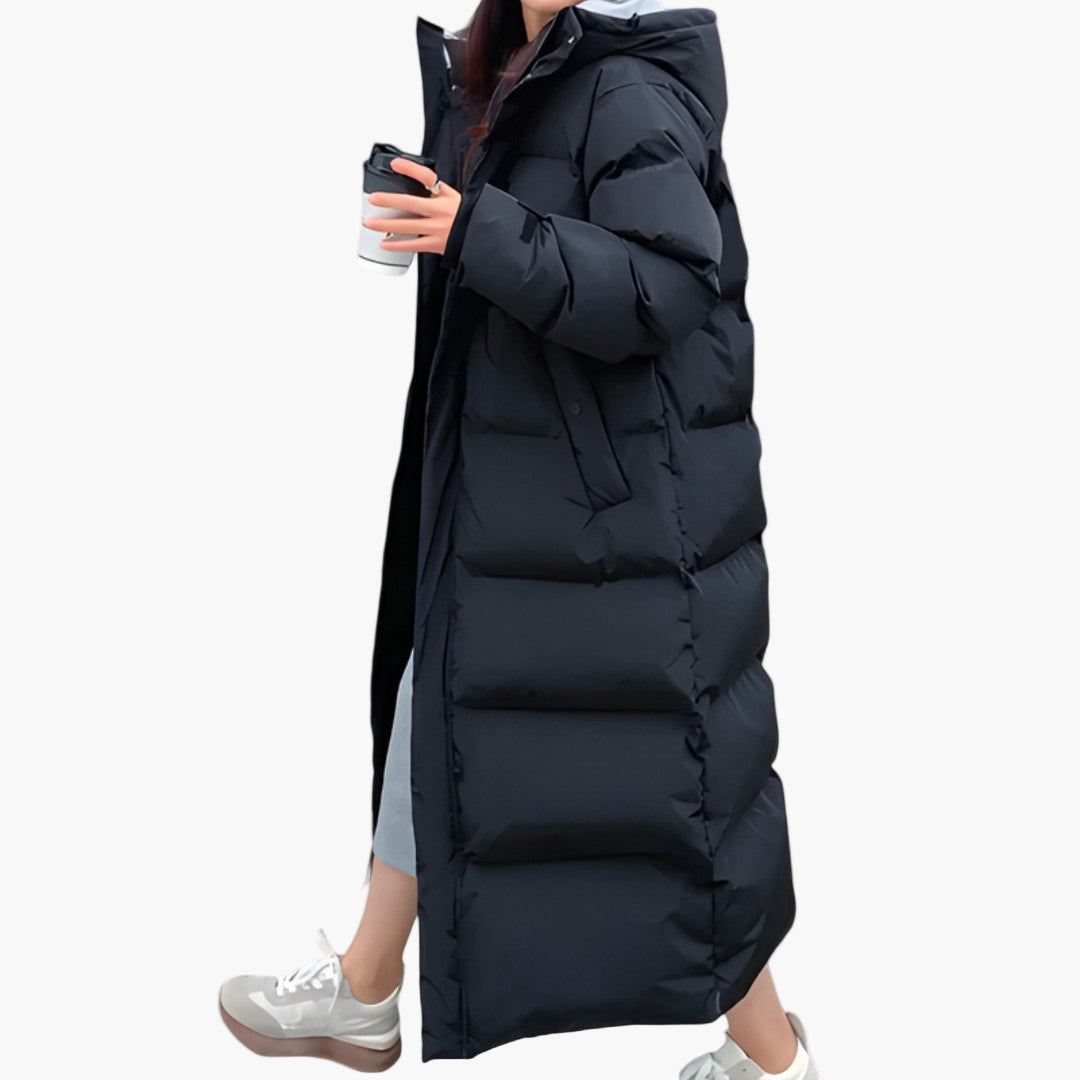 Women's Winter Quilted Coat Long Parka Waterproof with Hood – Elegant Outdoor Companion
