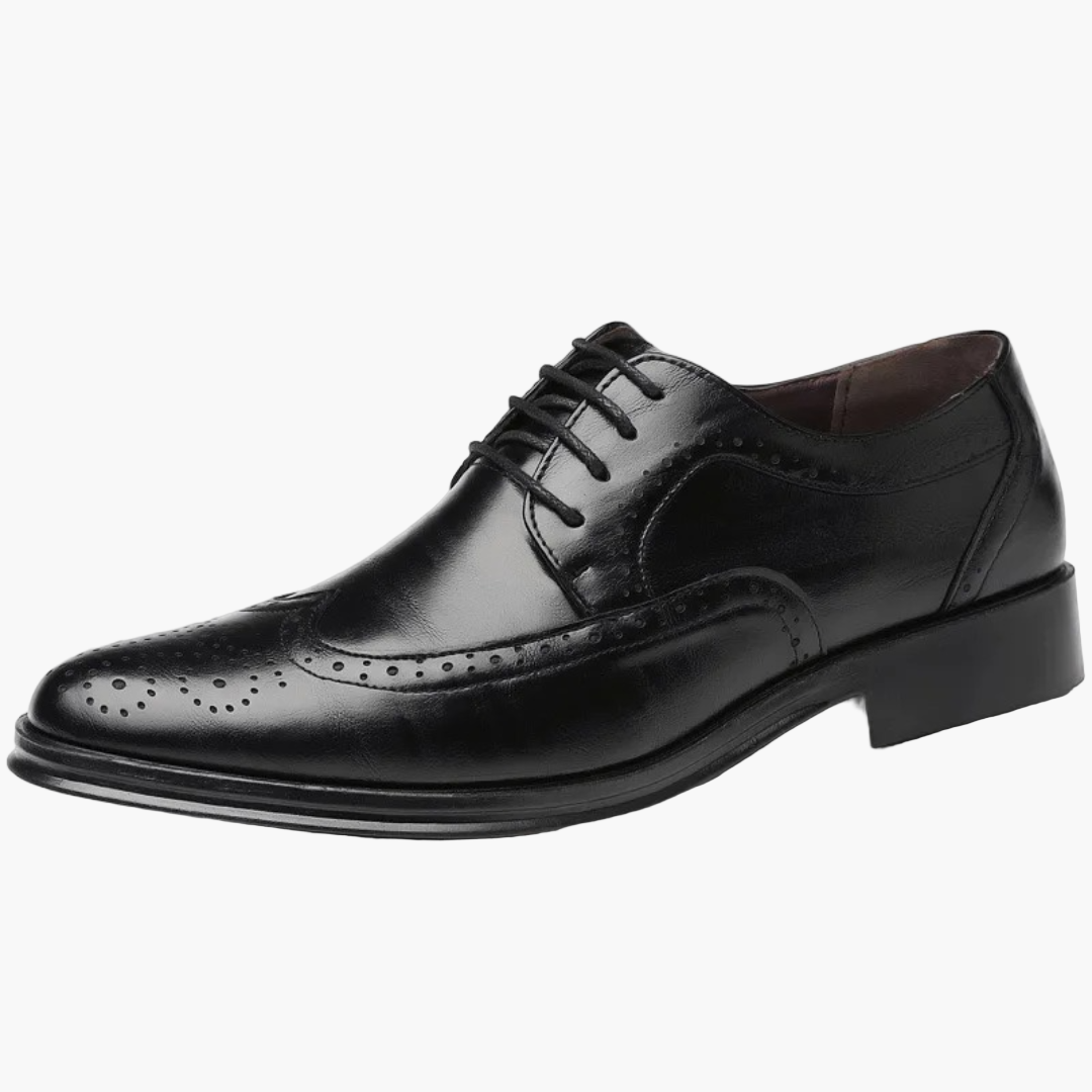 Men's Oxford Business Shoes with Brogue Pattern – Elegant Lace-up Shoes for Formal Occasions