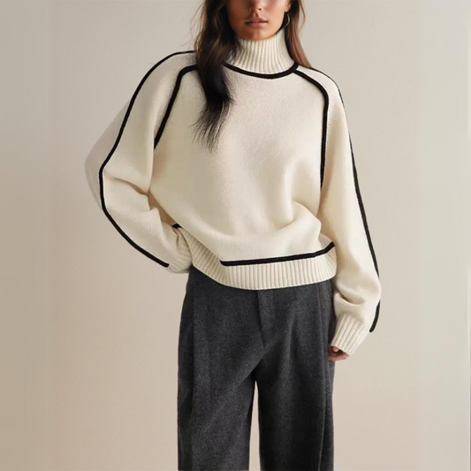 Damen Rollkragenpullover im modernen Oversize-Stil für Herbst und Winter