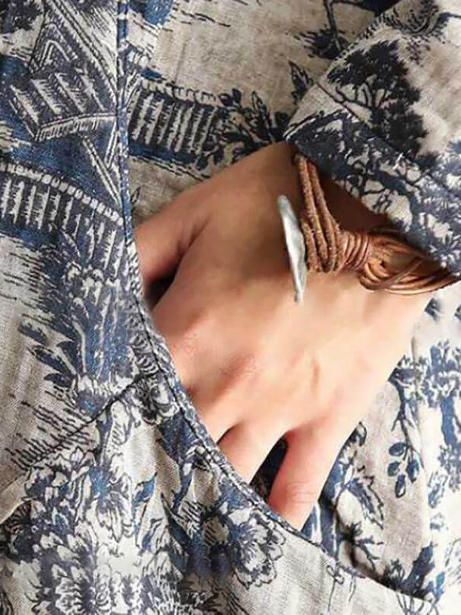 Damen Vintage Freizeitkleid mit Print – Lockeres Langarm Winterkleid für Alltag & Plus Size